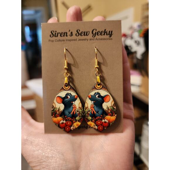 Remy Ratatouille Art Nouveau Floral Earrings France Paris - Picture 2 of 2